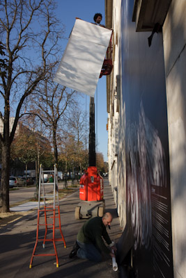 Vue verticale de l'installation de la fresque