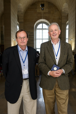 Laurent Vigroux and James Binney in the Salle Cassini at the Observatoire de Paris