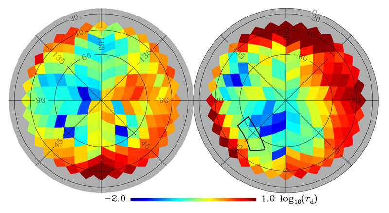 Carte de l'estimation du signal galactique en unit de signal cosmologique