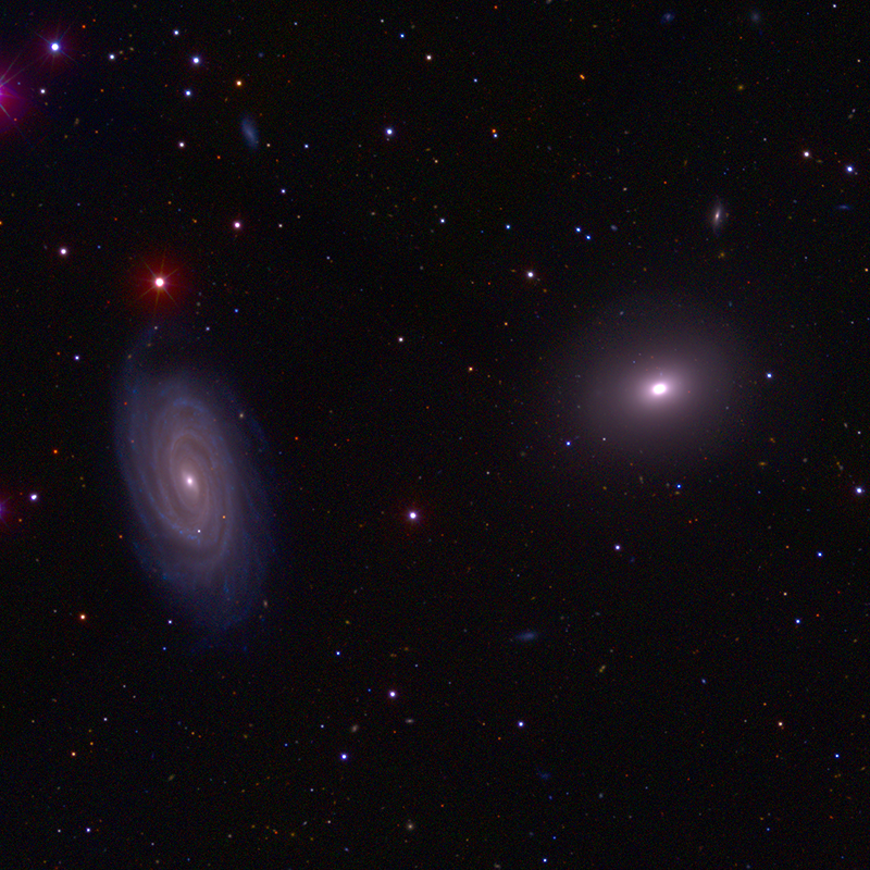 Figure 2 - left panel: NGC5985 and NGC5982 in the Draco constellation