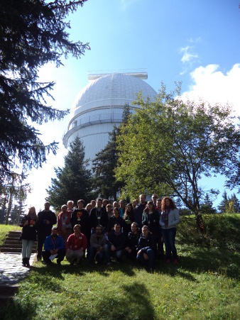 The group at
                    the telescope